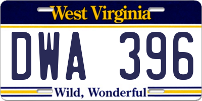 WV license plate DWA396