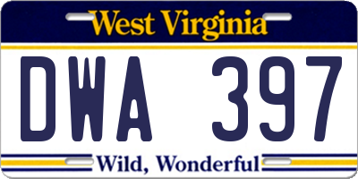 WV license plate DWA397