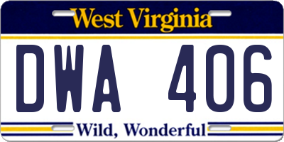 WV license plate DWA406