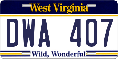 WV license plate DWA407