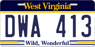 WV license plate DWA413