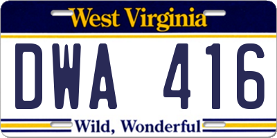 WV license plate DWA416