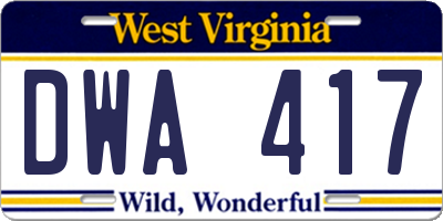 WV license plate DWA417