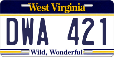 WV license plate DWA421