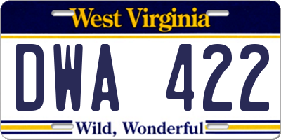 WV license plate DWA422