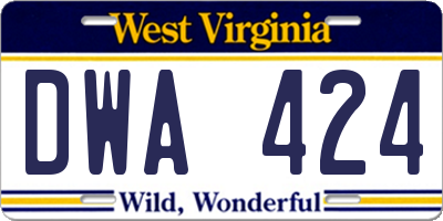 WV license plate DWA424
