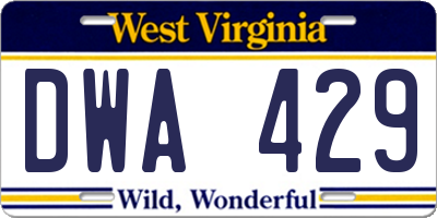 WV license plate DWA429