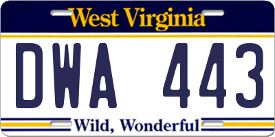 WV license plate DWA443