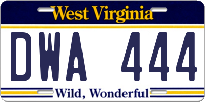 WV license plate DWA444