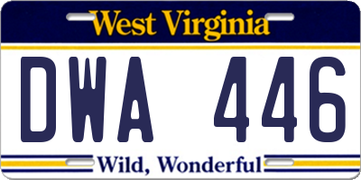 WV license plate DWA446