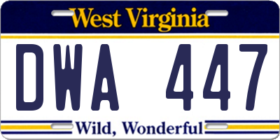 WV license plate DWA447