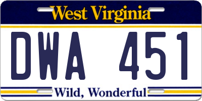 WV license plate DWA451