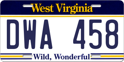 WV license plate DWA458