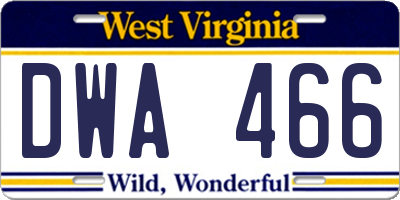 WV license plate DWA466