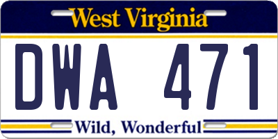 WV license plate DWA471