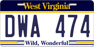 WV license plate DWA474