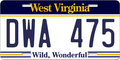 WV license plate DWA475