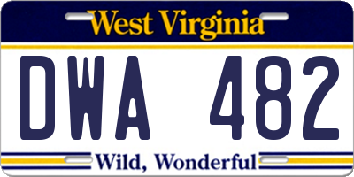 WV license plate DWA482