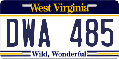 WV license plate DWA485