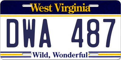 WV license plate DWA487