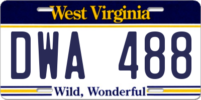 WV license plate DWA488