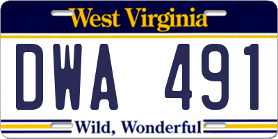 WV license plate DWA491