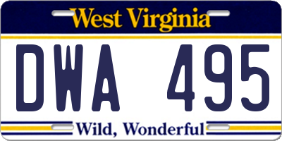 WV license plate DWA495