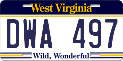 WV license plate DWA497