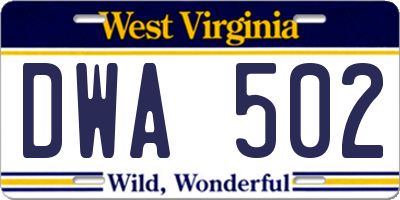 WV license plate DWA502