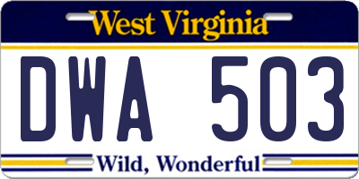 WV license plate DWA503