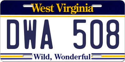 WV license plate DWA508