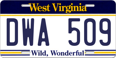 WV license plate DWA509