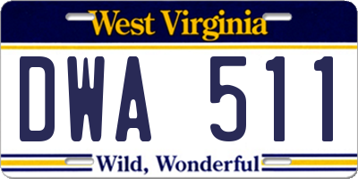 WV license plate DWA511