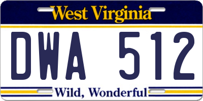 WV license plate DWA512