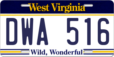 WV license plate DWA516