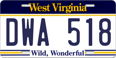 WV license plate DWA518