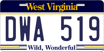 WV license plate DWA519