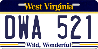 WV license plate DWA521
