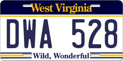 WV license plate DWA528