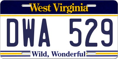 WV license plate DWA529