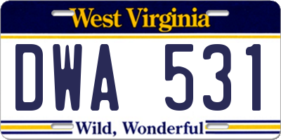 WV license plate DWA531