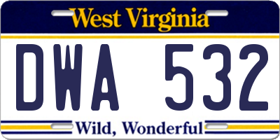 WV license plate DWA532