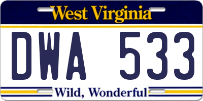 WV license plate DWA533