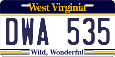 WV license plate DWA535