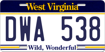 WV license plate DWA538
