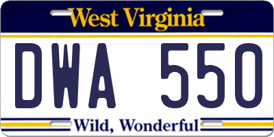 WV license plate DWA550