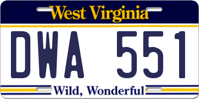 WV license plate DWA551