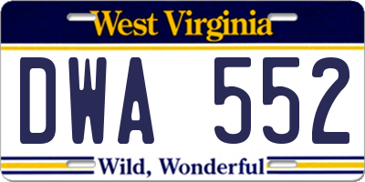 WV license plate DWA552