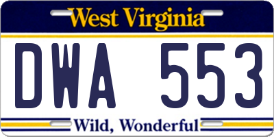 WV license plate DWA553