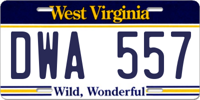 WV license plate DWA557